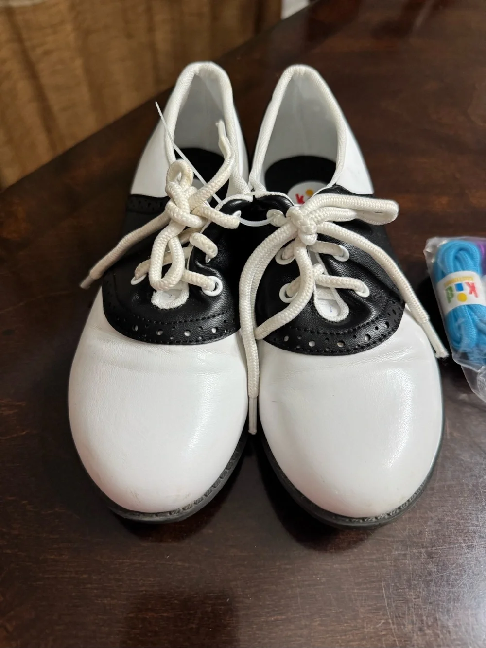 Kids Sock Hop Saddle Shoes - White & Black, Size 12